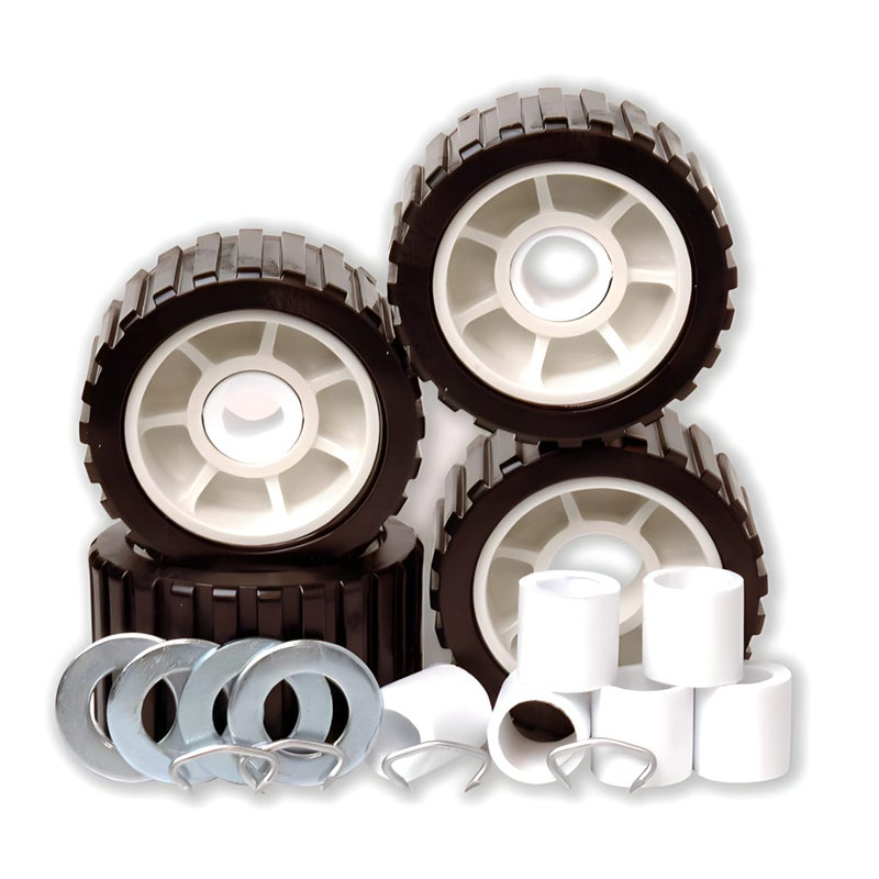 Tie Down Engineering Hull Sav'r 5 inch PVC Ribbed Wobble Roller Kit | 7/8 inch and 1-1/8 inch Shafts | Boat Trailer Parts & Accessories | Boat Trailer Roller Kit - Image 1